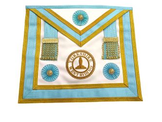 Centennial Master Mason Apron with Lodge Badge, Real Leather