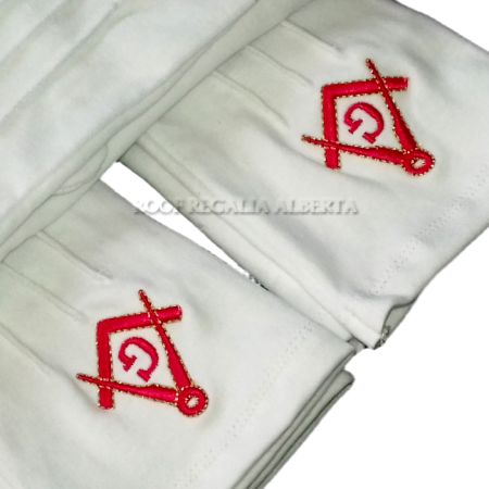 Masonic Gloves red Square Compass #2